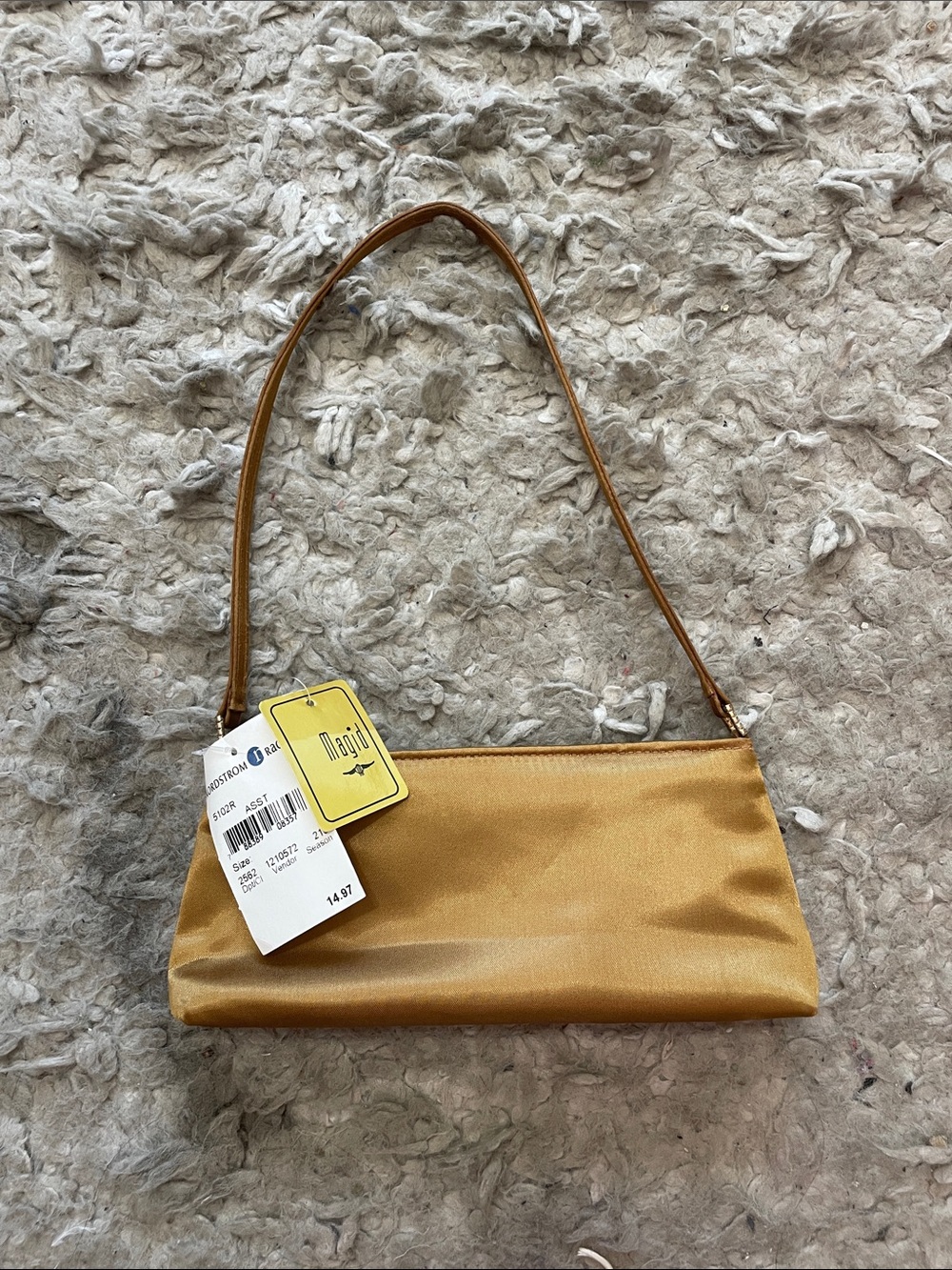 Magid Metallic Gold Satin Mini Shoulder Bag